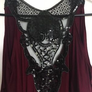 Burgundy Tunic with Intricate Backing